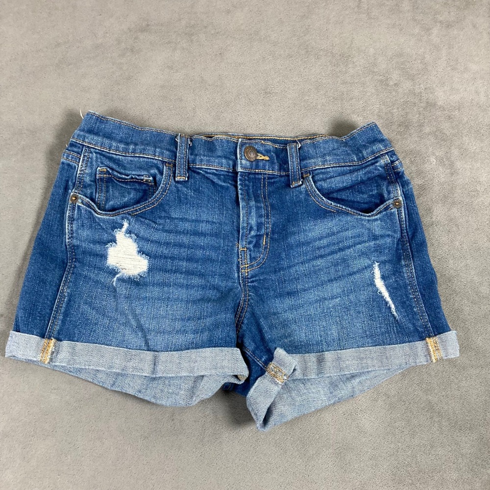 Old Navy Boyfriend Mid-Rise Distressed Denim Jean Shorts Medium Wash Size 2